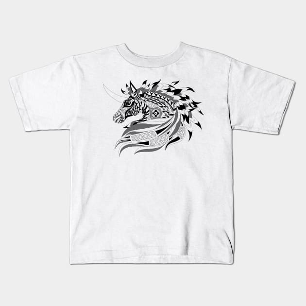 Tribal Unicorn ecopop Kids T-Shirt by jorge_lebeau